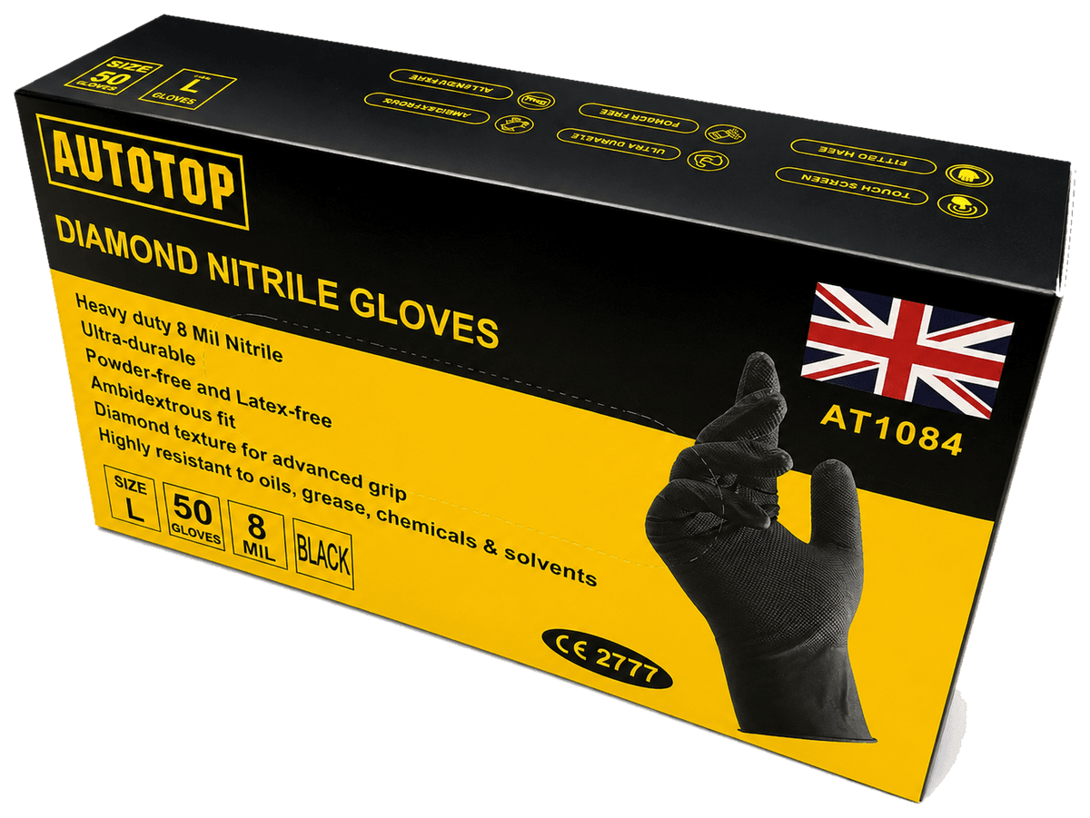 AutoTop AT1084 Diamond Nitrile Gloves box, 50 gloves, size L, 8 mil