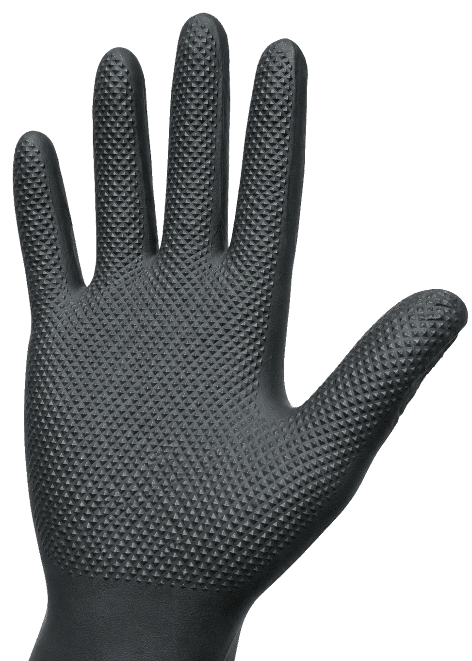 AUTOTOP black diamond-grip nitrile glove, palm view